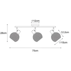 Design-Spot schwarz mit Rauchglas 3-flammig - Chico