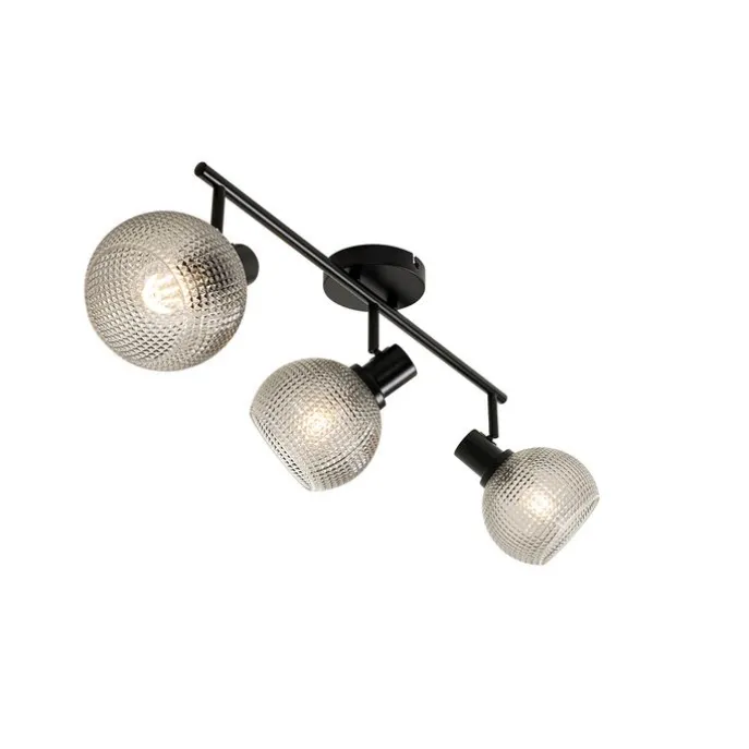 Design-Spot schwarz mit Rauchglas 3-flammig - Chico