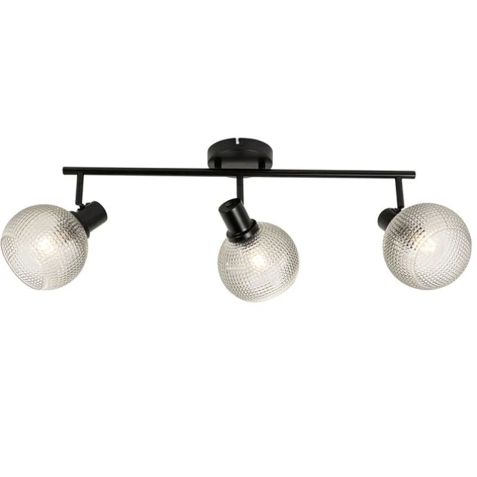 Design-Spot schwarz mit Rauchglas 3-flammig - Chico