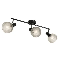 Design-Spot schwarz mit Rauchglas 3-flammig - Chico