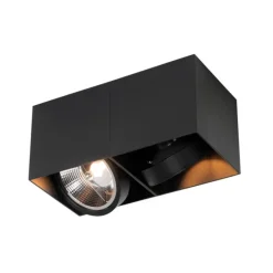 Design-Spot schwarz rechteckig AR111 2-flammig - Box