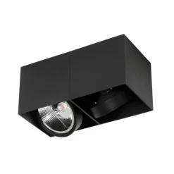 Design-Spot schwarz rechteckig AR111 2-flammig - Box