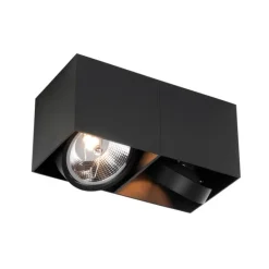 Design-Spot schwarz rechteckig AR111 2-flammig - Box
