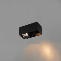 Design-Spot schwarz rechteckig AR111 2-flammig - Box