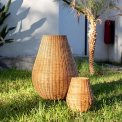 Dimmbare Stehleuchte aus Rattan IP65 mit Fernbedienung - Saona