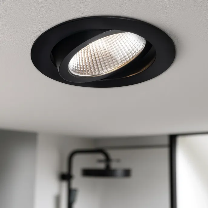 Einbau-Strahler Schwarz 9,5 cm inkl. LED 1300lm dimmbar IP65 - Gaius