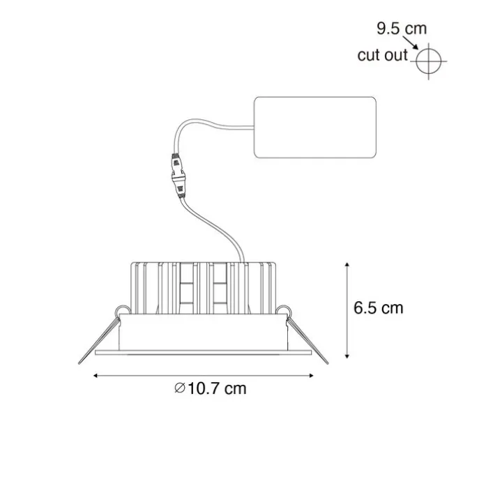 Einbau-Strahler Schwarz 9,5 cm inkl. LED 1300lm dimmbar IP65 - Gaius