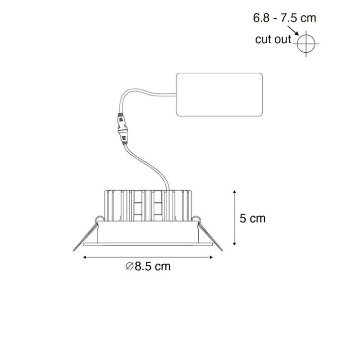 Einbau-Strahler schwarz 6,8 cm inkl. LED 750 lm dimmbar IP65 - Gaius