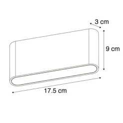 2er Set Außenwandlampen dunkelgrau 17,5 cm inkl. LED - Batt