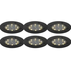 6er Set Bodenstrahler schwarz inkl. LED IP65 Solar - Terry