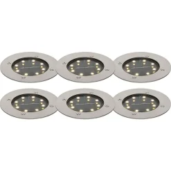 6er Set Bodenstrahler Stahl inkl. LED IP65 Solar - Terry