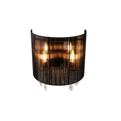 2er Set Chrom Wandlampen mit schwarzem Schirm - Ann-Kathrin 2