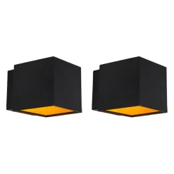 2er Set Design Wandleuchten schwarz / gold inkl. LED - Caja