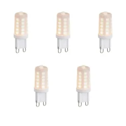 5er Set dimmbarer G9 LED-Lampen Opal 1,2W 100lm 2200K