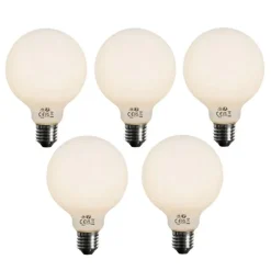 5er Set E27 dimmbare LED-Glühbirnen Opal G95 5W 450lm 3000K