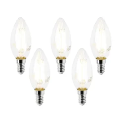 5er Set E14 LED-Glühbirnen B35 Klar 2,2W 470lm 2700K