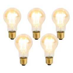 5er Set E27 3-Stufen dimmbar LED-Leuchtmittel A60 Goldline 5W 530lm 2200K