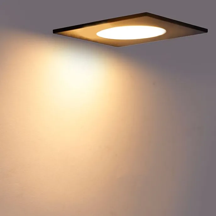 6er Set Einbaustrahler schwarz inkl. LED 3-Stufen dimmbar IP65 - Simply