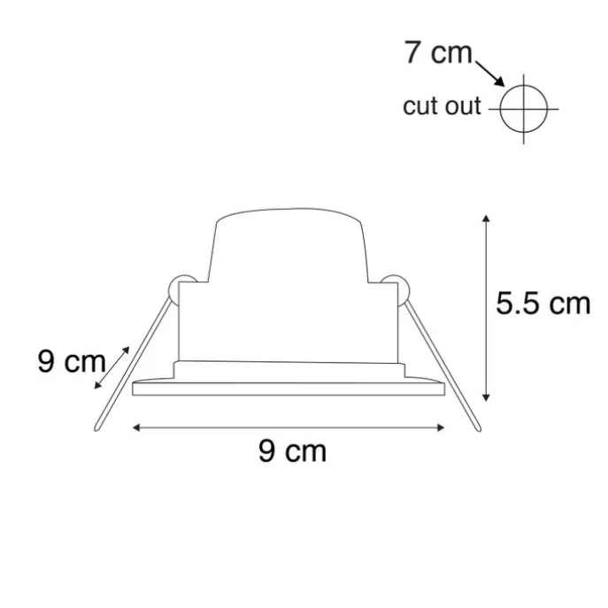 6er Set Einbaustrahler schwarz inkl. LED 3-Stufen dimmbar IP65 - Simply