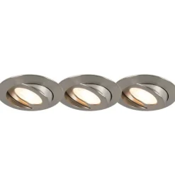 3er Set Einbaustrahler Stahl inkl. LED IP44 - Relax LED
