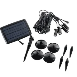 4er Set Erdspießstrahler schwarz inkl. LED IP65 Solar wiederaufladbar - Garly