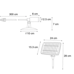 4er Set Erdspießstrahler schwarz inkl. LED IP65 Solar wiederaufladbar - Garly