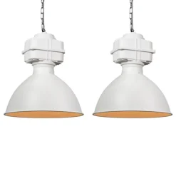 2er Set Industrie Hängelampen klein matt weiß - Sicko