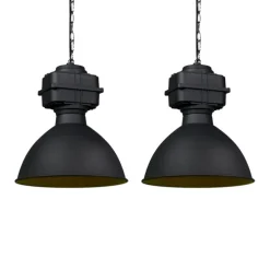 2er Set Industrie Hängelampen klein matt schwarz - Sicko