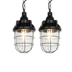 2er Set Industrie Hängelampen schwarz - Cabin