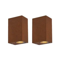 2er Set Industrie Wandleuchten rostbraun IP44 - Baleno II