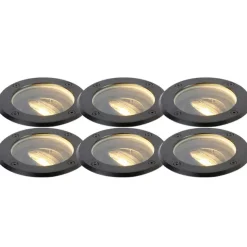 6er Set Outdoor Bodenstrahler schwarz einstellbar IP65 - Delux