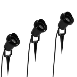 3er Set Pin Spots schwarz inkl. Kabel und Stecker IP65 - Fertig