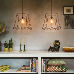 2er Set Retro Hängelampen schwarz 50 cm - Granny Frame