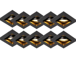 10er Set smarte Einbaustrahler schwarz inkl. Wifi GU10 - Qure