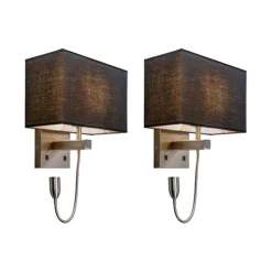 2er Set Wandlampen aus Stahl mit Schirm, Lesearm inkl. LED - Bergamo