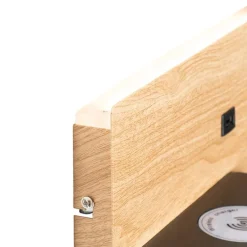 2er Set Wandleuchte Schwarz mit Holz inkl. LED mit USB und Induktionsladegerät - Riza