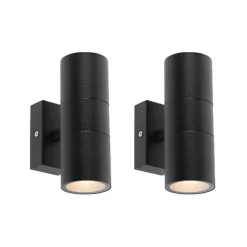 2er-Set Außenwandleuchten schwarz IP44 - Duo