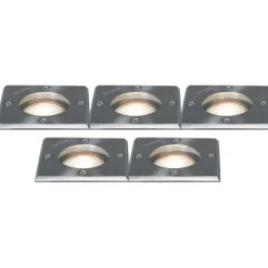 5er-Set Bodenstrahler Stahl IP65 - Basic Square