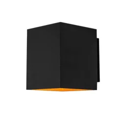 2er-Set Design-Wandleuchten schwarz und gold quadratisch - Sola