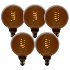 5er-Set E27 Dimmbare LED-Glühbirnen G125 Braun 4W 120 lm 1800K