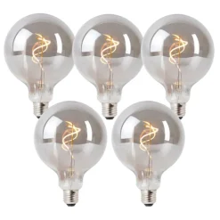 5er-Set E27 Dimmbare LED-Glühbirnen Rauch G125 4W 130 lm 1900K