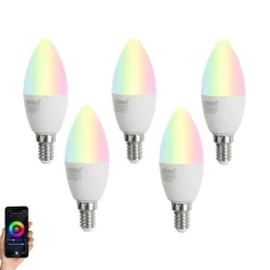5er-Set E14 Dimmbare LED-Lampen C37 Opal 4,9W 470 lm 2700-6500K