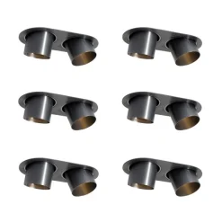 6er-Set Einbaustrahler Gunmetal GU10 70mm Schwenkbar 2-flammig - Installa