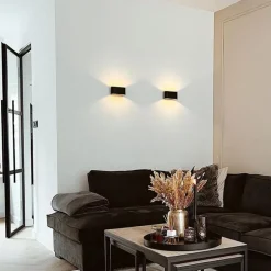 2er-Set moderne Wandleuchten schwarz - Otan