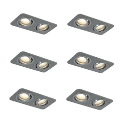 6er-Set Runde Einbaustrahler Gunmetal GU10 50mm Verstellbar IP44 2-Lichter - Alberto