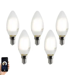 5er-Set Smart E14 LED-Glühbirnen C35 Matt 4,2W 470 lm 2700-6500K