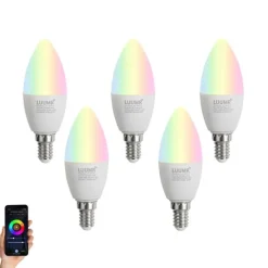 5er-Set Smart E14 LED-Lampen C37 Opal RGBW 4,9W 470 lm 2700-6500K