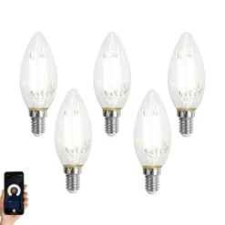 5er-Set Smart E14 LED-Lampen C35 Klar 4.2W 470 lm 2700-6500K