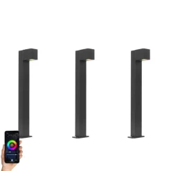 3er-Set smarte Außenstandleuchten schwarz 65cm IP44 - Baleno