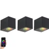 3er-Set smarte Wandleuchten schwarz GU10 50mm IP44 - Baleno